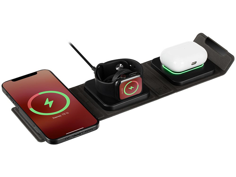 Складная станция беспроводной зарядки triFlex, черная