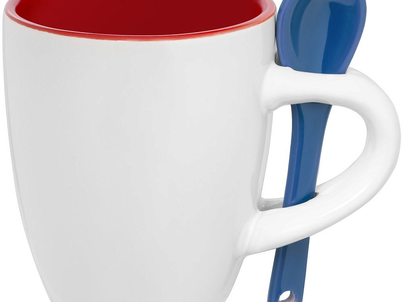 Кофейная кружка Pairy с ложкой, красная с синей