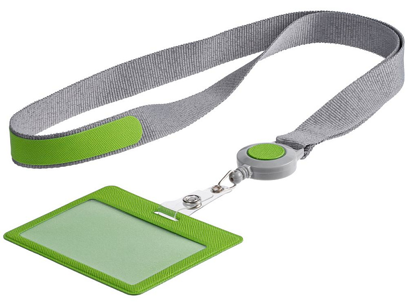 Чехол для карточки с лентой и ретрактором Devon, зеленый