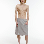 Килт вафельный мужской Onsen, светло-серый, единый размер