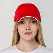 Бейсболка Canopy, красная с белым кантом