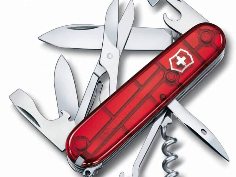 Офицерский нож Climber 91, прозрачный красный