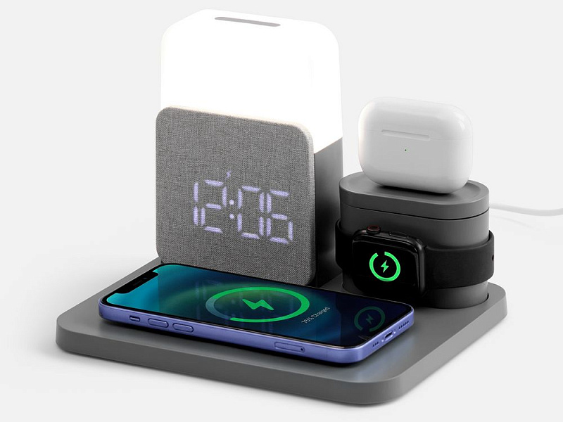 Зарядная станция с часами и подсветкой Large Charge ver.2, серая