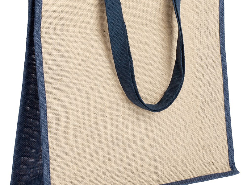 Холщовая сумка для покупок Bagari с синей отделкой