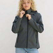 Куртка софтшелл с капюшоном женская Race Women, темно-серая