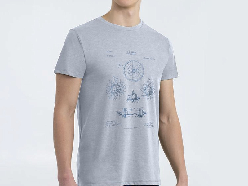 Футболка приталенная Old Patents. Wheel, голубой меланж