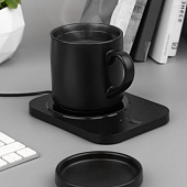 Кружка с подогревом и беспроводной зарядкой dualBase plus, черная