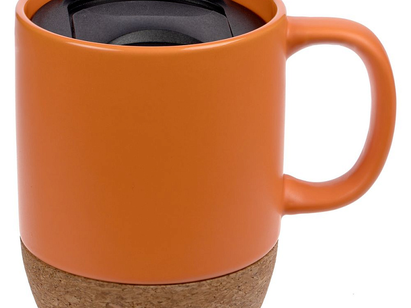 Кружка с пробковой подставкой Corky Walk, оранжевая