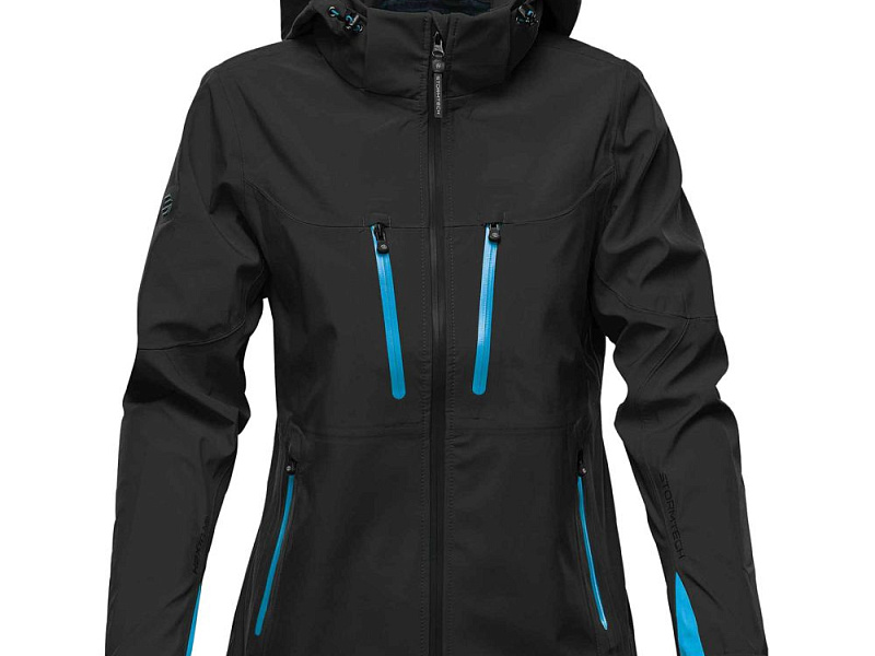 Куртка софтшелл женская Patrol, черная с синим
