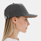 Бейсболка Long Beach, серая с оранжевым