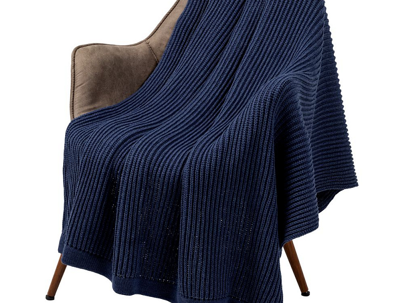 Плед Shirr, темно-синий (сапфир)