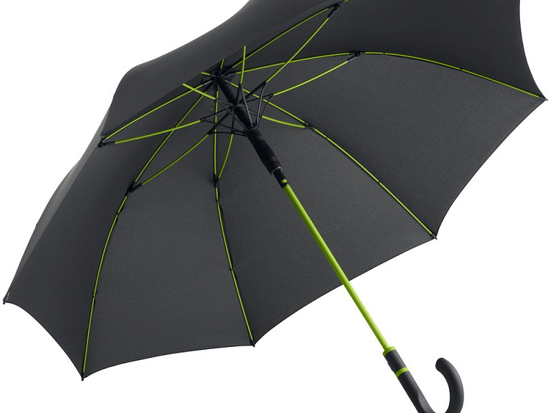 Зонт-трость с цветными спицами Color Style, зеленое яблоко, с серой ручкой