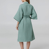 Халат вафельный женский Boho Kimono, зеленая мята