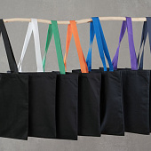 Холщовая сумка BrighTone, черная с оранжевыми ручками