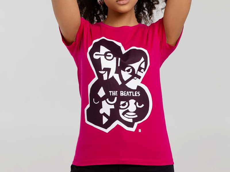 Футболка женская «Меламед. The Beatles», ярко-розовая (фуксия)