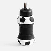 Складная бутылка для воды Football Flex, белая с черным