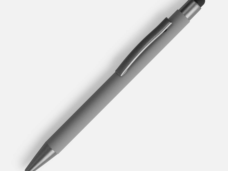 Ручка шариковая Atento Soft Touch со стилусом, серая