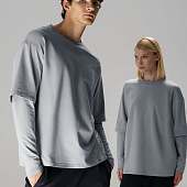 Футболка оверсайз с двойным рукавом Kosmos, светло-серая