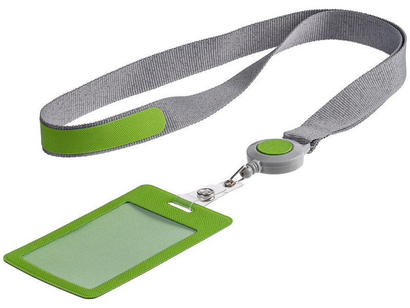 Чехол для пропуска с лентой и ретрактором Devon, зеленый