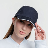 Бейсболка Classic, темно-синяя с белым кантом