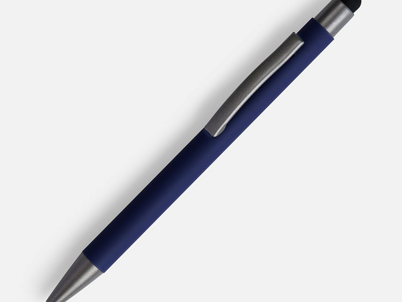 Ручка шариковая Atento Soft Touch со стилусом, темно-синяя