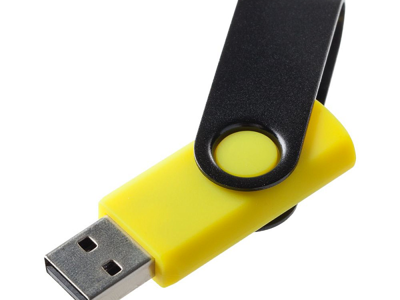 Флешка Twist Color, желтая с черным, 16 Гб