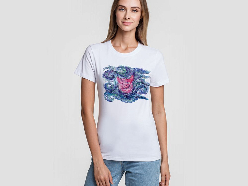 Футболка женская «Ван-Пиг», белая