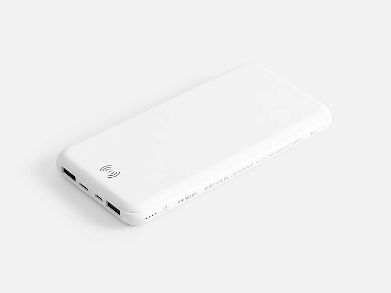 Аккумулятор с беспроводной зарядкой All Day Wireless, 10000 мАч, белый