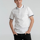 Рубашка поло мужская с контрастной отделкой Practice 270, белый/темно-синий