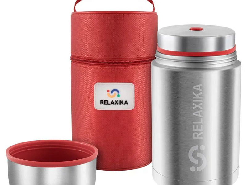 Термос для еды Relaxika 1200, в чехле, стальной