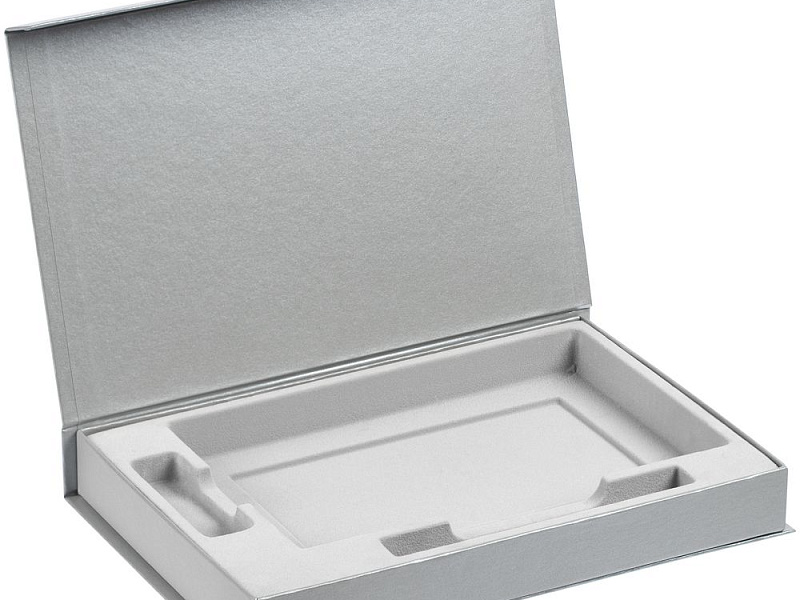 Коробка Silk с ложементом под ежедневник 13x21 см, флешку и ручку, ver. 2, серая