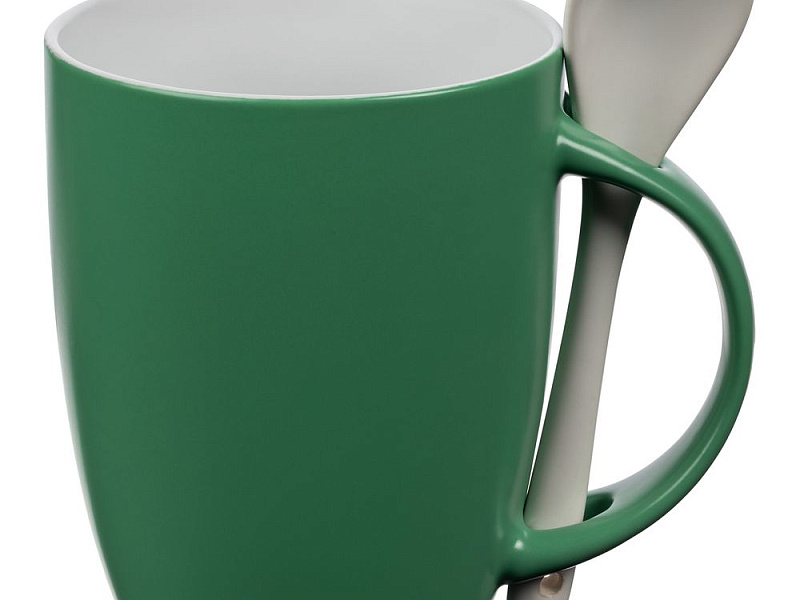 Кружка с ложкой Cheer Up, ver.2, зеленая