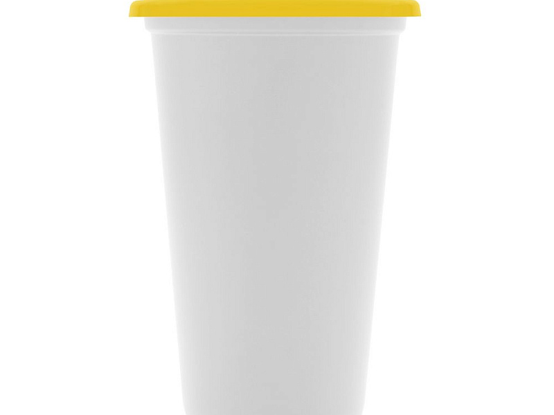 Стакан с крышкой Color Cap White, белый с желтым
