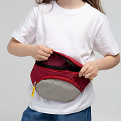 Поясная сумка детская Kiddo, бордовая с серым