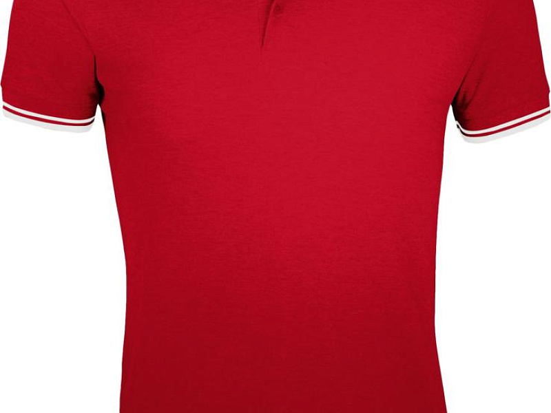 Рубашка поло мужская Pasadena Men 200 с контрастной отделкой, красная с белым