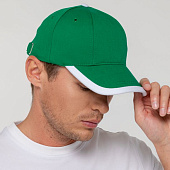 Бейсболка Honor, зеленая с белым кантом