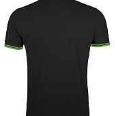 Рубашка поло мужская Pasadena Men 200 с контрастной отделкой, черная с зеленым