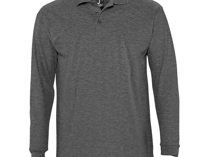 Рубашка поло мужская с длинным рукавом Winter II 210 черный меланж