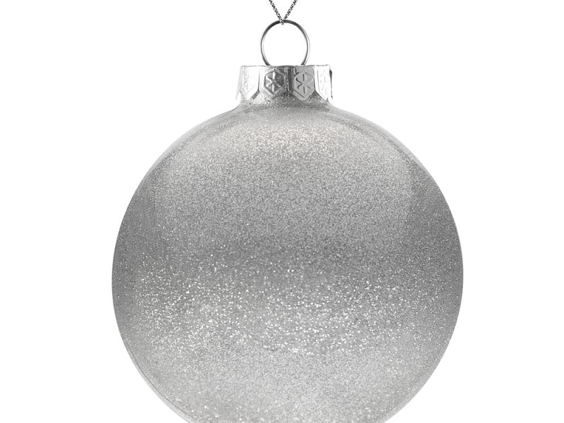 Елочный шар Finery Shine, 10 см, глянцевый серебристый с глиттером