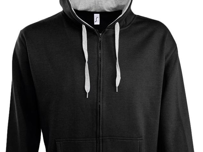 Толстовка мужская на молнии Soul Men 290 с контрастным капюшоном, черная