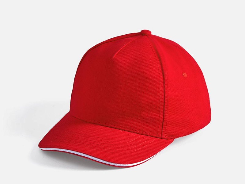 Бейсболка Long Beach, красная с белым