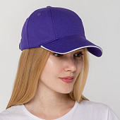 Бейсболка Canopy, фиолетовая с белым кантом