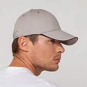 Бейсболка Canopy, серая с черным кантом