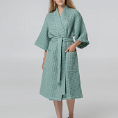 Халат вафельный женский Boho Kimono, зеленая мята