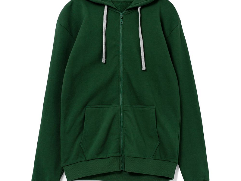Толстовка с капюшоном на молнии Unit Siverga Heavy, темно-зеленая