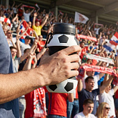 Складная бутылка для воды Football Flex, белая с черным