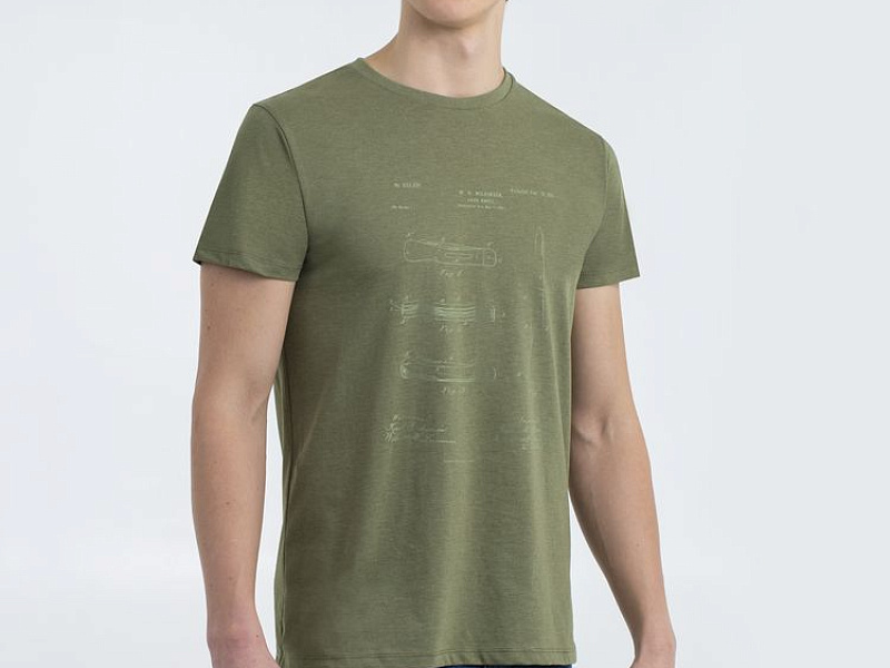 Футболка приталенная Old Patents. Knife, меланж хаки