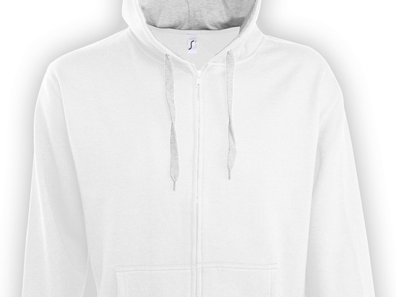 Толстовка мужская на молнии Soul Men 290 с контрастным капюшоном, белая