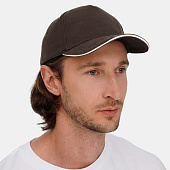 Бейсболка Long Beach, коричневая с бежевым