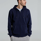 Толстовка на молнии с капюшоном унисекс King, темно-синяя